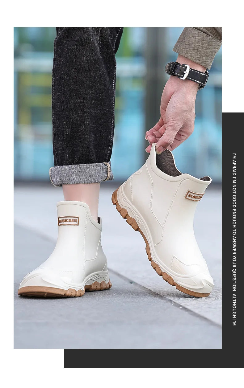 Men’s Waterproof Wear-Resistant Rubber Short Boots